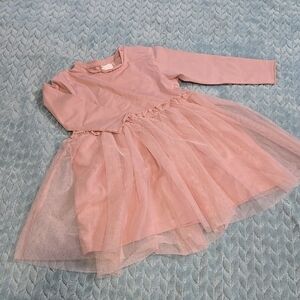 Pink Long Sleeve Tulle Dress